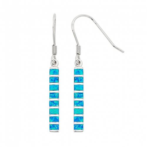 青色 ブルー 銀色 シルバー イヤリング 【 UNBRANDED LAB-CREATED BLUE OPAL STERLING SILVER STICK DROP EARRINGS / 】 ジュエリー アクセサリー レディースジュエリー