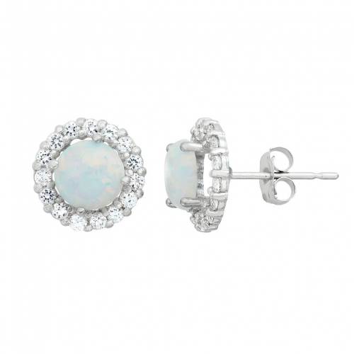 白色 ホワイト ゴールド イヤリング & 【 UNBRANDED DESIGNS BY GIOELLI LAB-CREATED OPAL WHITE TOPAZ 10K GOLD HALO STUD EARRINGS / 】 ジュエリー アクセサリー レディースジュエリー