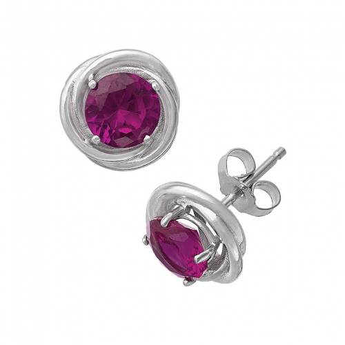銀色 シルバー イヤリング 赤 レッド 【 UNBRANDED STERLING SILVER LAB-CREATED RUBY SWIRL STUD EARRINGS / RED 】 ジュエリー アクセサリー レディースジュエリー|スニケス