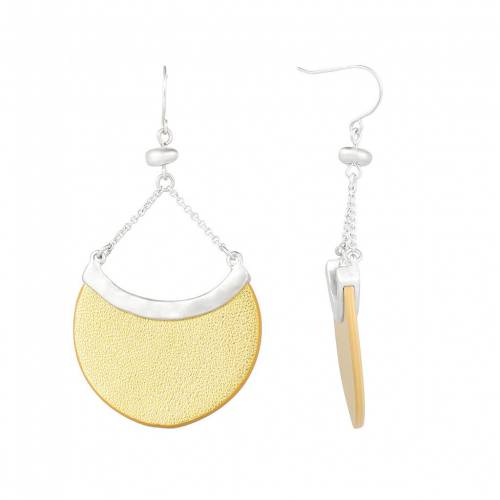 銀色 シルバー レザー イヤリング 【 BELLA UNO SILVER TONE LEATHER EARRINGS / TWO TONE 】 ジュエリー アクセサリー レディースジュエリー