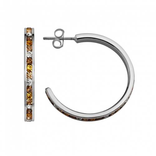 銀色 シルバー 黄色 イエロー 白色 ホワイト フープ イヤリング & 【 TRADITIONS JEWELRY COMPANY STERLING SILVER YELLOW WHITE CRYSTAL HOOP EARRINGS / 】 ジュエリー アクセサリー レディースジュエリー