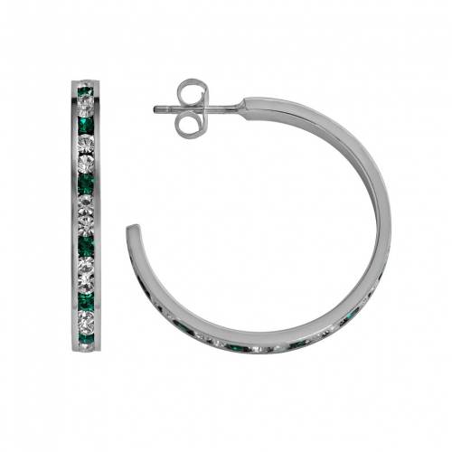 銀色 シルバー 緑 グリーン 白色 ホワイト フープ イヤリング & 【 TRADITIONS JEWELRY COMPANY STERLING SILVER GREEN WHITE CRYSTAL HOOP EARRINGS / MULTI NONE 】 ジュエリー アクセサリー レディースジュエリー