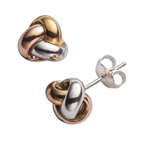 ゴールド 銀色 シルバー イヤリング 【 UNBRANDED DESIGNS BY GIOELLI 14K GOLD OVER SILVER TRI-TONE LOVE KNOT STUD EARRINGS / 14K GOS TRI TONE 】 ジュエリー アクセサリー レディースジュエリー