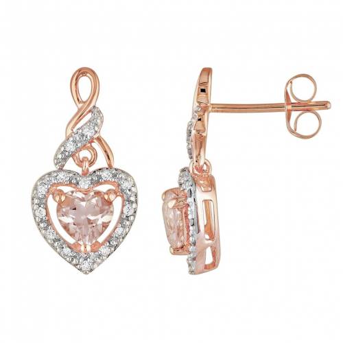 ローズ ゴールド ダイヤモンド イヤリング ピンク 8CT. T.W. 【 STELLA GRACE 10K ROSE GOLD 1/8-CT. DIAMOND AND MORGANITE HEART DROP EARRINGS / PINK 】 ジュエリー アクセサリー レディースジュエリー｜スニケス