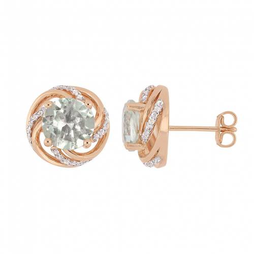 ローズ ゴールド 銀色 シルバー 緑 グリーン 白色 ホワイト イヤリング & 【 STELLA GRACE 18K ROSE GOLD OVER SILVER GREEN QUARTZ WHITE TOPAZ EARRINGS / SILVER TONE 】 ジュエリー アクセサリー レディースジュエリ|スニケス