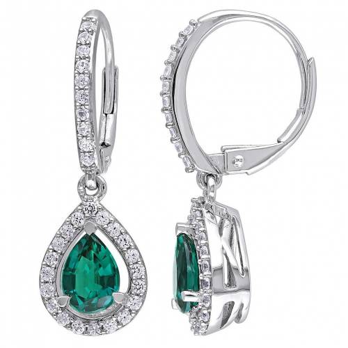 銀色 シルバー 白色 ホワイト イヤリング & 【 STELLA GRACE STERLING SILVER LAB-CREATED EMERALD WHITE SAPPHIRE TEARDROP LEVERBACK EARRINGS / 】 ジュエリー アクセサリー レディースジュエリー|スニケス