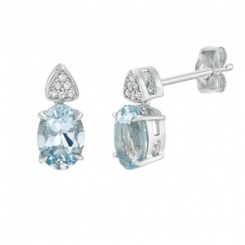 白色 ホワイト ゴールド アクアマリン ダイヤモンド イヤリング & 【 GEMMINDED 10K WHITE GOLD AQUAMARINE DIAMOND ACCENT DROP EARRINGS / 10K WHGOLD 】 ジュエリー アクセサリー レディースジュエリー
