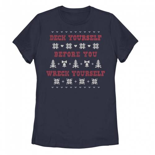 【★百貨店SALE★6/11夜夜中2時迄】クリスマス プルオーバー 紺色 米国海軍 【 UNBRANDED CHRISTMAS DECK YOURSELF BEFORE YOU WRECK TEE / NAVY 】 キッズ もの言う花 マタニティ トップス カットソー