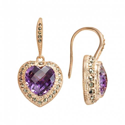 ローズ ゴールド 銀色 シルバー イヤリング 【 RADIANT GEM LAVISH BY TJM 18K ROSE GOLD OVER SILVER CUBIC ZIRCONIA HEART DROP EARRINGS / MULTI NONE 】 ジュエリー アクセサリー レディースジュエリー