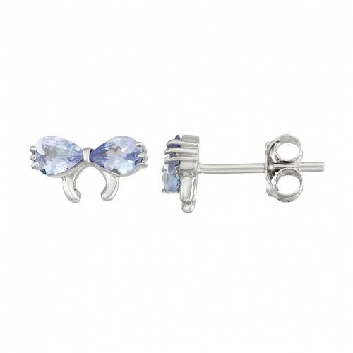 銀色 シルバー イヤリング 青色 ブルー 【 JEWELEXCESS STERLING SILVER TANZANITE BOW STUD EARRINGS / BLUE 】 ジュエリー アクセサリー レディースジュエリー