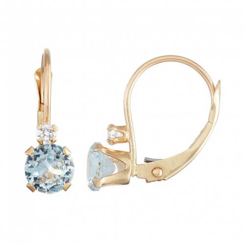 ゴールド アクアマリン 白色 ホワイト イヤリング 青色 ブルー & 【 UNBRANDED DESIGNS BY GIOELLI 10K GOLD ROUND-CUT LAB-CREATED AQUAMARINE WHITE ZIRCON LEVERBACK EARRINGS / BLUE 】 ジュエリー アクセサリー レディース|スニケス