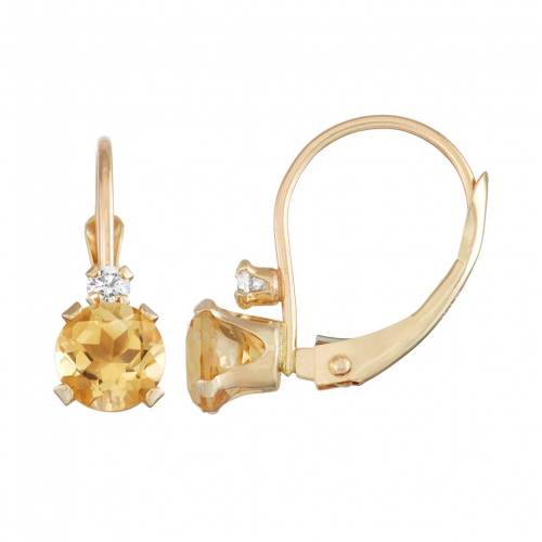 ゴールド 白色 ホワイト イヤリング 黄色 イエロー & 【 UNBRANDED DESIGNS BY GIOELLI 10K GOLD ROUND-CUT CITRINE WHITE ZIRCON LEVERBACK EARRINGS / YELLOW 】 ジュエリー アクセサリー レディースジュエリー｜スニケス