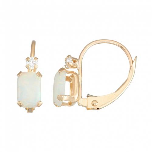 ゴールド 白色 ホワイト イヤリング & 【 DESIGNS BY GIOELLI 10K GOLD EMERALD-CUT LAB-CREATED OPAL WHITE ZIRCON LEVERBACK EARRINGS / 】 ジュエリー アクセサリー レディースジュエリー|スニケス