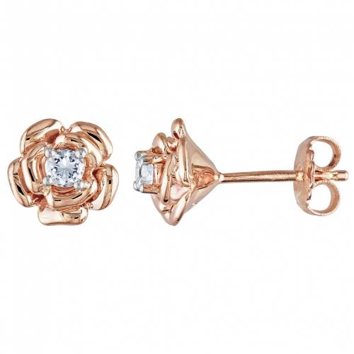 ローズ ゴールド 銀色 シルバー 白色 ホワイト イヤリング 【 STELLA GRACE 10K ROSE GOLD OVER SILVER LAB-CREATED WHITE SAPPHIRE FLOWER EARRINGS / 18K ROSE GOLD 】 ジュエリー アクセサリー レディースジュエリー 27,010円