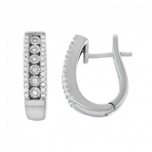 Unbranded 銀 金剛石 フープ イヤリング ホワイト 白人 T W Silver Unbranded Sterling 1 5 Carat Diamond U Hoop Earrings White Amseventrentals Com