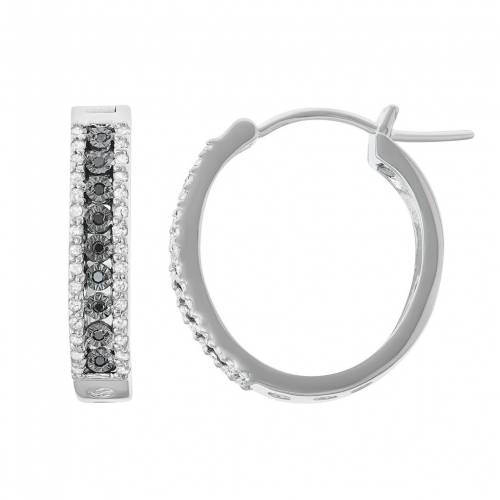 銀色 シルバー 黒色 ブラック ダイヤモンド フープ イヤリング T.W. 【 UNBRANDED STERLING SILVER 3/8 CARAT BLACK DIAMOND HOOP EARRINGS / 】 ジュエリー アクセサリー レディースジュエリー