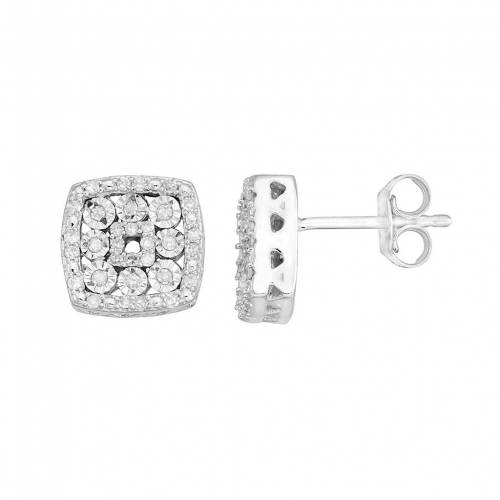 銀色 シルバー ダイヤモンド イヤリング 白色 ホワイト T.W. 【 UNBRANDED STERLING SILVER 1/4 CARAT DIAMOND SQUARE DROP EARRINGS / WHITE 】 ジュエリー アクセサリー レディースジュエリー