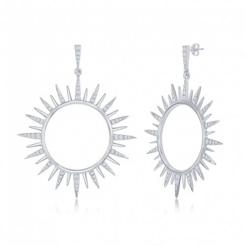 銀色 シルバー イヤリング 【 UNBRANDED STERLING SILVER LARGE CUBIC ZIRCONIA SUN EARRINGS / 】 ジュエリー アクセサリー レディースジュエリー