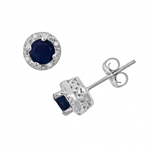 銀色 シルバー ダイヤモンド イヤリング 【 CELEBRATION GEMS STERLING SILVER SAPPHIRE AND DIAMOND ACCENT FRAME STUD EARRINGS / 】 ジュエリー アクセサリー レディースジュエリー