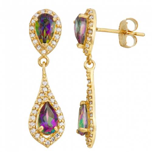 ゴールド ダイヤモンド イヤリング T.W. 【 TIARA 10K GOLD 1/3 CARAT DIAMOND MYSTIC TOPAZ DROP EARRINGS / 10K GOLD 】 ジュエリー アクセサリー レディースジュエリー|スニケス