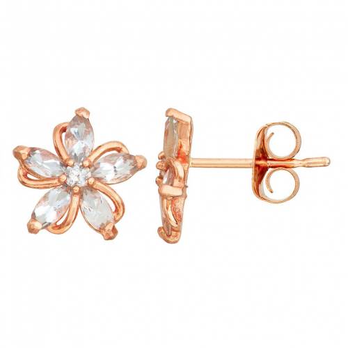 ファッションブランド Earrings カジュアル ファッション Floral アクセサリー ローズ ゴールド ゴールド アクアマリン ダイヤモンド イヤリング Rose Tiara 10k Gold Aquamarine Diamond Accent Floral Stud Earrings イヤリング Www Tekinside Ma