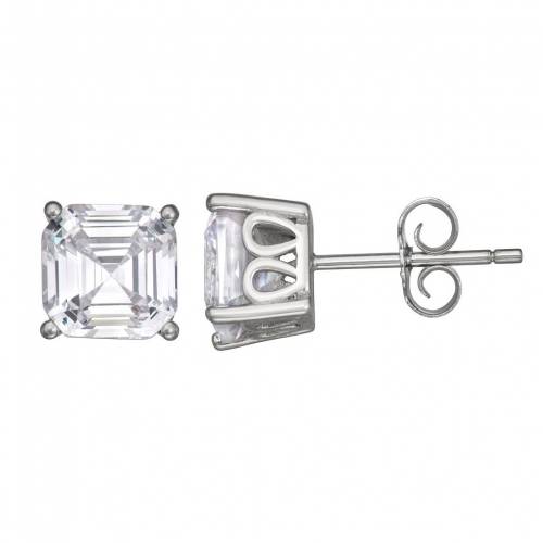 イヤリング 銀色 シルバー 【 CONTESSA DI CAPRI ASSCHER CUT CUBIC ZIRCONIA STUD EARRINGS / STERLING SILVER 】 ジュエリー アクセサリー レディースジュエリー|スニケス