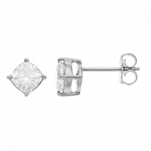 ファイア 白色 ホワイト ゴールド イヤリング 【 RADIANT FIRE 14K WHITE GOLD CUSHION CUT LAB-CREATED MOISSANITE STUD EARRINGS / 14K WHITE GOLD 】 ジュエリー アクセサリー レディースジュエリー