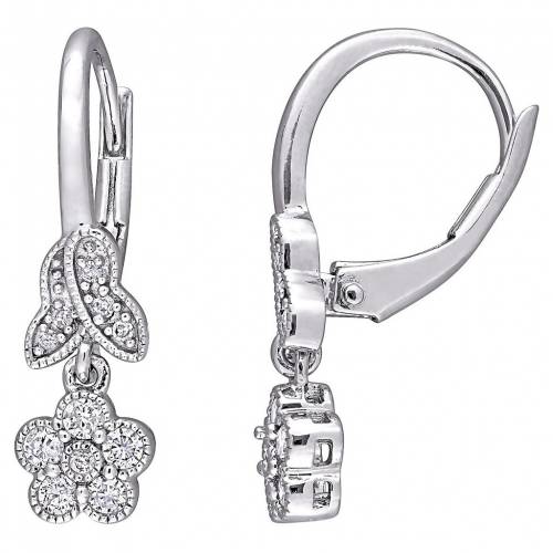 銀色 シルバー ダイヤモンド イヤリング T.W. 【 STELLA GRACE STERLING SILVER 1/3 CARAT DIAMOND FLOWER LEVERBACK EARRINGS / STERLING SILVER 】 ジュエリー アクセサリー レディースジュエリー