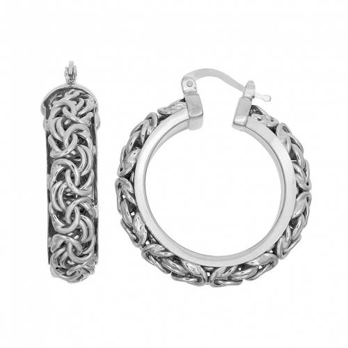 青色 ブルー 銀色 シルバー フープ イヤリング 灰色 グレー 【 UNBRANDED JORDAN BLUE STERLING SILVER BYZANTINE HOOP EARRINGS / GREY 】 ジュエリー アクセサリー レディースジュエリー｜スニケス