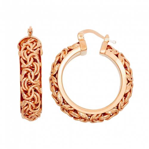 青色 ブルー ローズ ゴールド 銀色 シルバー フープ イヤリング ピンク 【 UNBRANDED JORDAN BLUE 14K ROSE GOLD OVER SILVER BYZANTINE HOOP EARRINGS / PINK 】 ジュエリー アクセサリー レディースジュエリー｜スニケス