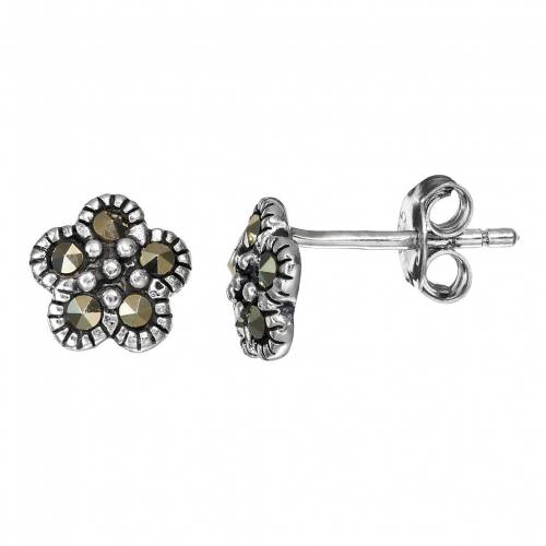 銀色 シルバー イヤリング 灰色 グレー 【 TORI HILL MARCASITE STERLING SILVER FLOWER STUD EARRINGS / GREY 】 ジュエリー アクセサリー レディースジュエリー|スニケス