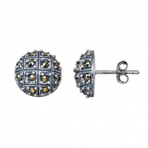銀色 シルバー イヤリング 灰色 グレー 【 TORI HILL MARCASITE STERLING SILVER BUTTON STUD EARRINGS / GREY 】 ジュエリー アクセサリー レディースジュエリー