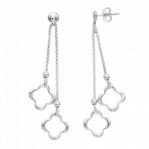 銀色 シルバー イヤリング 【 UNBRANDED STERLING SILVER DOUBLE QUATREFOIL DROP EARRINGS / 】 ジュエリー アクセサリー レディースジュエリー｜スニケス