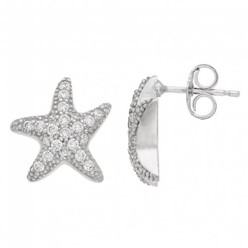 銀色 シルバー イヤリング 【 UNBRANDED STERLING SILVER CUBIC ZIRCONIA STARFISH STUD EARRINGS / 】 ジュエリー アクセサリー レディースジュエリー