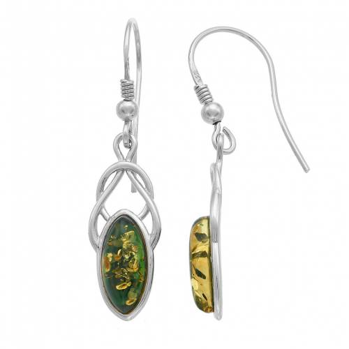 銀色 シルバー 緑 グリーン イヤリング 【 STERLING SILVER GREEN AMBER DROP EARRINGS / 】 ジュエリー アクセサリー レディースジュエリー