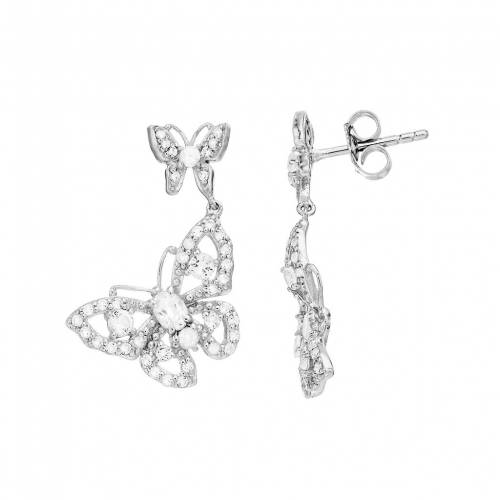 銀色 シルバー 白色 ホワイト イヤリング 【 SIRI USA BY TJM STERLING SILVER WHITE TOPAZ FILIGREE BUTTERFLY DROP EARRINGS / 】 ジュエリー アクセサリー レディースジュエリー｜スニケス
