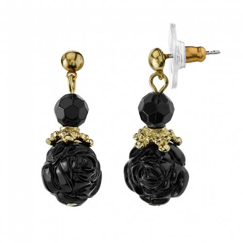 イヤリング 黒色 ブラック 【 1928 FLOWER BALL DROP EARRINGS / BLACK 】 ジュエリー アクセサリー レディースジュエリー