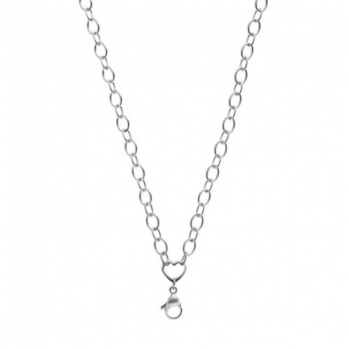 青色 ブルー ロサンゼルス ステンレス 銀色 スチール ネックレス シルバー 【 BLUE LA RUE STAINLESS STEEL HEART ROLO CHAIN NECKLACE / SILVER 】 ジュエリー アクセサリー レディースジュエリー ペンダント