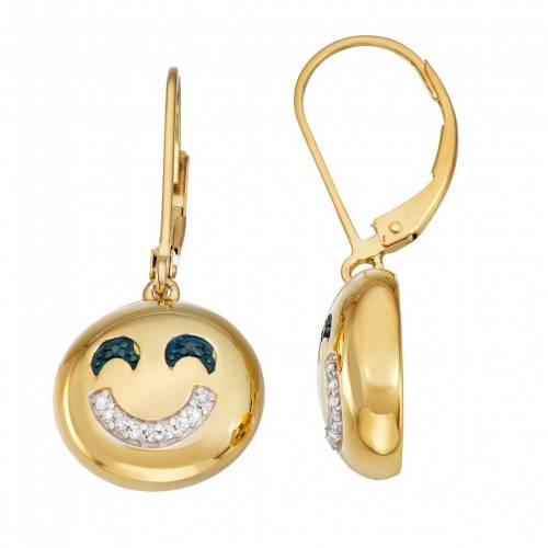 ゴールド 銀色 シルバー 黒色 ブラック 白色 ホワイト ダイヤモンド イヤリング & 【 JEWELEXCESS 14K GOLD OVER STERLING SILVER BLACK WHITE DIAMOND ACCENT EMOJI EARRINGS / GOLD TONE 】 ジュエリー アクセサリー レデ｜スニケス