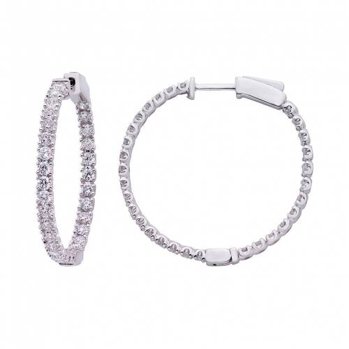 ダイヤモンド フープ イヤリング T.W. 【 EVERGREEN DIAMONDS 2 CARAT IGL CERTIFIED LAB-CREATED DIAMOND INSIDE OUT HOOP EARRINGS / 10K WHGOLD 】 ジュエリー アクセサリー レディースジュエリー