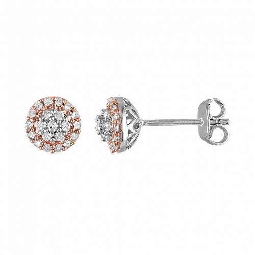 銀色 シルバー ダイヤモンド イヤリング 白色 ホワイト T.W. 【 STELLA GRACE TWO TONE STERLING SILVER 1/4 CARAT DIAMOND HALO STUD EARRINGS / WHITE 】 ジュエリー アクセサリー レディースジュエリー|スニケス