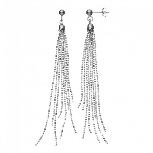 銀色 シルバー イヤリング 灰色 グレー 【 UNBRANDED STERLING SILVER BEADED FRINGE DROP EARRINGS / GREY 】 ジュエリー アクセサリー レディースジュエリー|スニケス