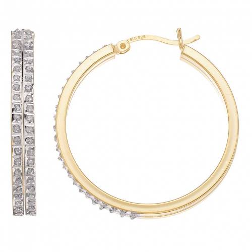 ダイヤモンド 銀色 シルバー イヤリング 【 DIAMOND MYSTIQUE DIAMOND MYTIQUE STERLING SILVER ACCENT DOUBLEHOOP EARRINGS / 】 ジュエリー アクセサリー レディースジュエリー｜スニケス