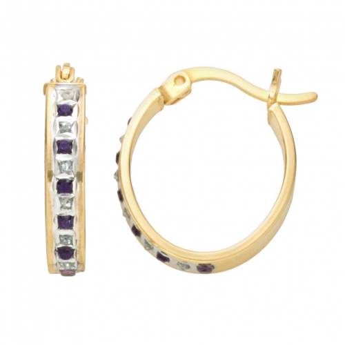 ダイヤモンド フープ イヤリング 黄色 イエロー 【 UNBRANDED 18K GOLD-OVER-SILVER AMETHYST AND DIAMOND ACCENT OVAL HOOP EARRINGS / YELLOW 】 ジュエリー アクセサリー レディースジュエリー|スニケス