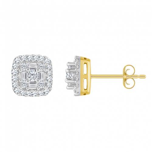 ゴールド ダイヤモンド イヤリング T.W. 【 CELEBRATION GEMS 14K GOLD 1/3 CARAT DIAMOND CUSHION CLUSTER EARRINGS / 】 ジュエリー アクセサリー レディースジュエリー