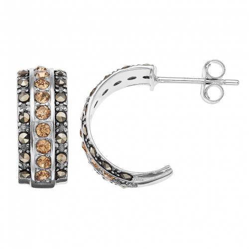 イヤリング & 【 TORI HILL MARCASITE CHAMPANGE CRYSTAL C-HOOP EARRINGS / SILVERTONE 】 ジュエリー アクセサリー レディースジュエリー