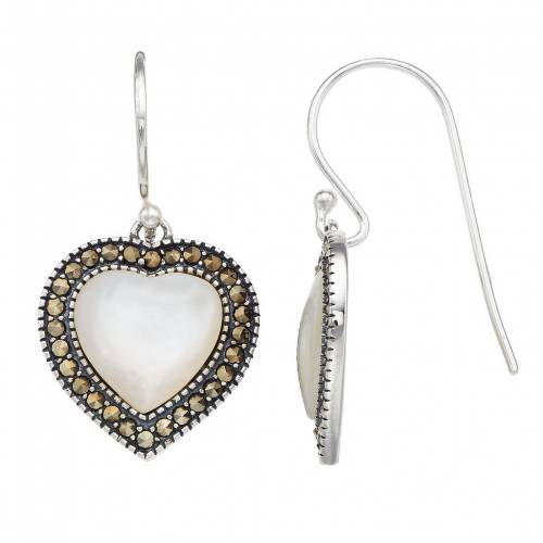 パール イヤリング & 【 TORI HILL GENUINE MARCASITE MOTHER OF PEARL HEART DROP EARRINGS / SILVERTONE 】 ジュエリー アクセサリー レディースジュエリー｜スニケス