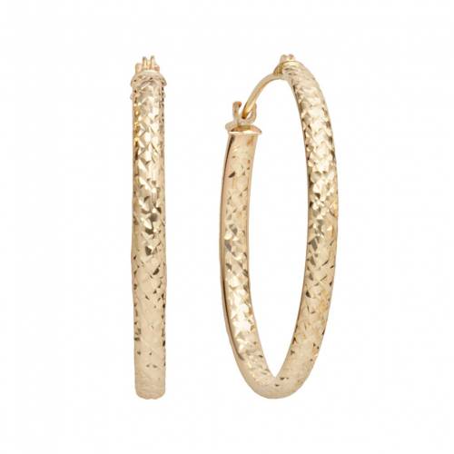 ゴールド フープ イヤリング 黄色 イエロー 【 UNBRANDED 10K GOLD TEXTURED HOOP EARRINGS / YELLOW GOLD 】 ジュエリー アクセサリー レディースジュエリー|スニケス