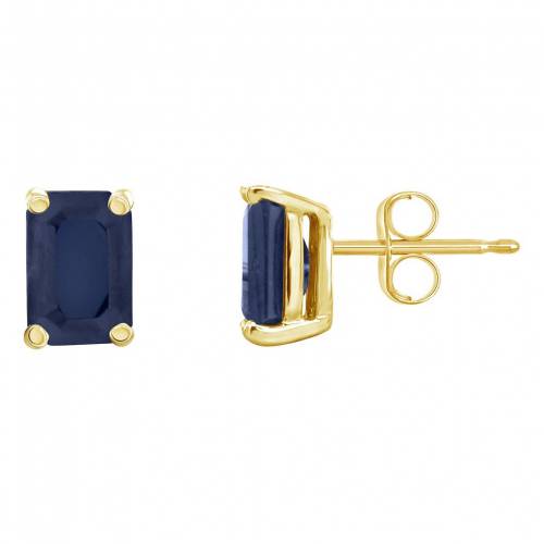ゴールド イヤリング 【 CELEBRATION GEMS 14K GOLD EMERALD CUT SAPPHIRE STUD EARRINGS / 】 ジュエリー アクセサリー レディースジュエリー｜スニケス