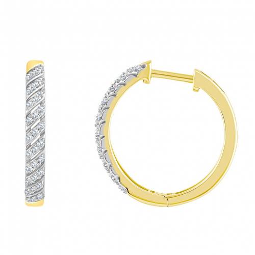 ゴールド ダイヤモンド フープ イヤリング T.W. 【 CELEBRATION GEMS 14K GOLD 1/5 CARAT DIAMOND HOOP EARRINGS / 】 ジュエリー アクセサリー レディースジュエリー